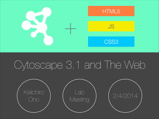 +

HTML5
JS
CSS3

Cytoscape 3.1 and The Web
Keiichiro
Ono

Lab
Meeting

2/4/2014

 