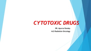 CYTOTOXIC DRUGS
DR. Apurva Pandey
M.D Radiation Oncology
 