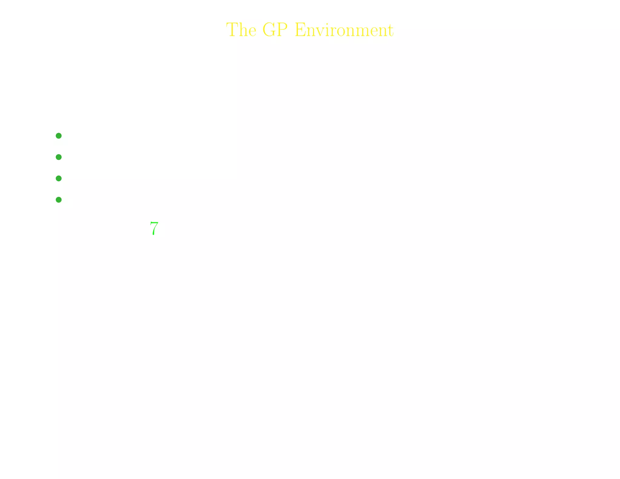 13
The GP Environment
GPLAB - A Matlab tool-box by Sara Silva (sara@dei.uc.pt).
Other GP Parameters
• Survival: Replacement (), Elitism.
• Adaptive genetic operator probabilities.
• Initial Population Size: 100.
• Generational Gap: 1.
Linear Scaling [7]
MSE (y, t) = 1/n
n
i
(ti − yi)
2
MSEs (y, t) = MSE (a + by, t) = 1/n
n
i
(ti − (a + byi))
2
a = ¯t − b ¯f(x)
b =
cov(t, y)
var(y)
Adil Raja, Wireless Access research Centre University of Limerick, June 2006 13
 