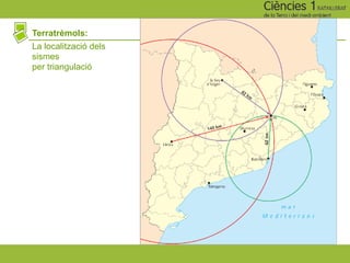 Terratrèmols:
La localització dels
sismes
per triangulació
 