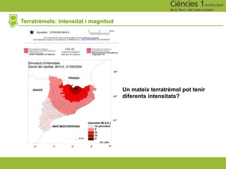 Terratrèmols: intensitat i magnitud
Un mateix terratrèmol pot tenir
diferents intensitats?
 