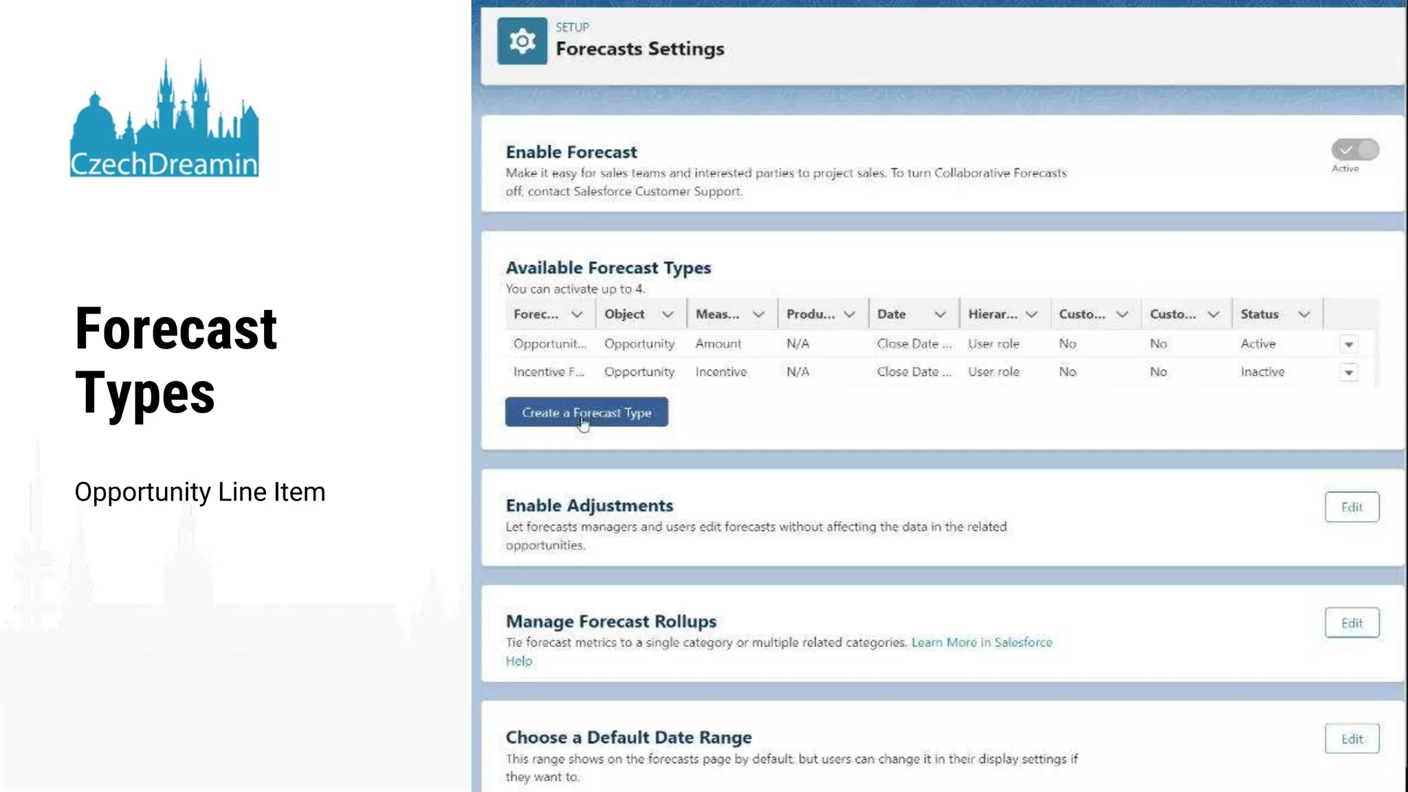 #CD2023 @CzechDreamin
Forecast
Types
Opportunity Line Item
 