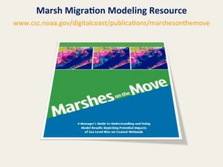 Marsh	
  Migra8on	
  Modeling	
  Resource	
  
www.csc.noaa.gov/digitalcoast/publica@ons/marshesonthemove	
  

 