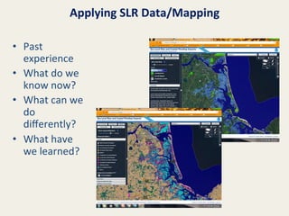 Applying	
  SLR	
  Data/Mapping	
  
•  Past	
  
experience	
  
•  What	
  do	
  we	
  
know	
  now?	
  
•  What	
  can	
  we	
  
do	
  
diﬀerently?	
  
•  What	
  have	
  
we	
  learned?	
  

 