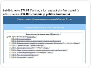 Subdiviziunea 379.85 Turism, a fost anulată şi a fost trecută în
subdiviziunea 338.48 Economia şi politica turismului
 