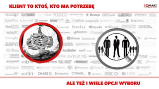 KLIENT TO KTOŚ, KTO MA POTRZEBĘ
ALE TEŻ I WIELE OPCJI WYBORU
 
