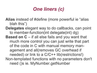 The D Programming Language - Why I love it! | ODP