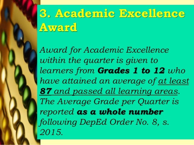 Featured image of post Academic Excellence Certificate Of Recognition Deped The average grade per quarter is reported as a whole number following deped order no