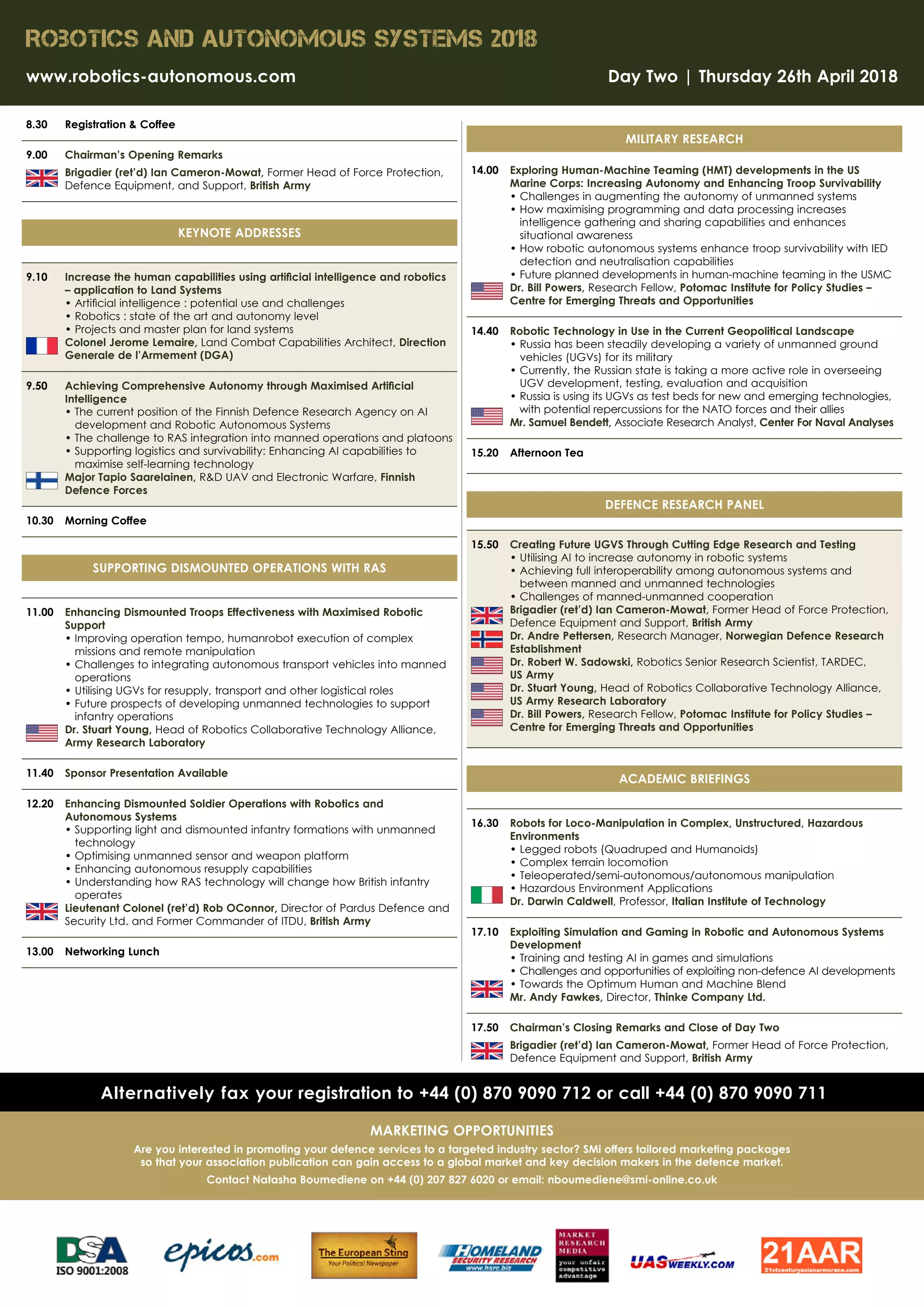 SMi Group's Military Robotics and Autonomous Systems 2018 conference | PDF