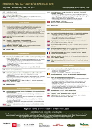 SMi Group's Military Robotics and Autonomous Systems 2018 conference | PDF