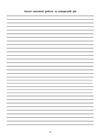 48
Аналіз виховної роботи за попередній рік
_________________________________________________________________
_________________________________________________________________
_________________________________________________________________
_________________________________________________________________
 