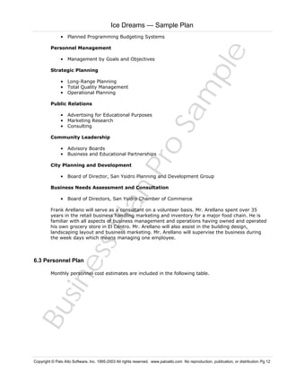 Ice Rink Business Plan Examples Ice Cream Dreams - Bussiness Plan Sample | PDF