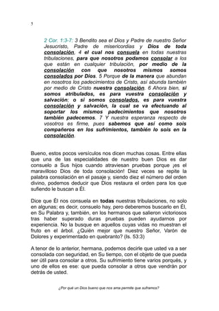 DIOS DE TODA CONSOLACIÓN. ¿Por qué un Dios bueno que nos ama permite ...
