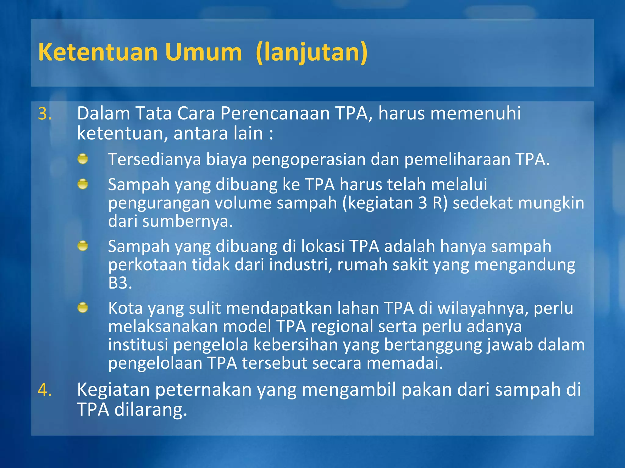 Persyaratan Teknis Penyediaan TPA Sampah | PDF