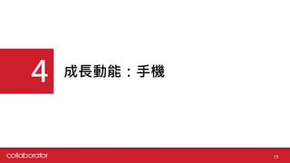 成長動能：手機4
19
 