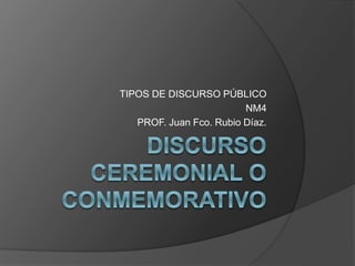 TIPOS DE DISCURSO PÚBLICO
NM4
PROF. Juan Fco. Rubio Díaz.
 