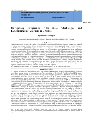 Navigating Pregnancy with HIV: Challenges and Experiences of Women in ...