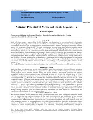 Antiviral Potential of Medicinal Plants beyond HIV (www.kiu.ac.ug) | PDF