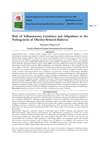 Role of Inflammatory Cytokines and Adipokines in the Pathogenesis of ...