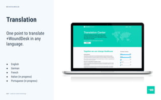 dctrl — studio for creative technology
Translation
● English
● German
● French
● Italian (in progress)
● Portuguese (in progress)
60
One point to translate
+WoundDesk in any
language.
DIGITALMEDLAB
 