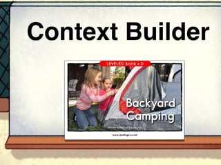 Context Builder
www.readinga-z.com
LEVELED BOOK • D
Written by Harriet Rosenbloom
Backyard
Camping
 