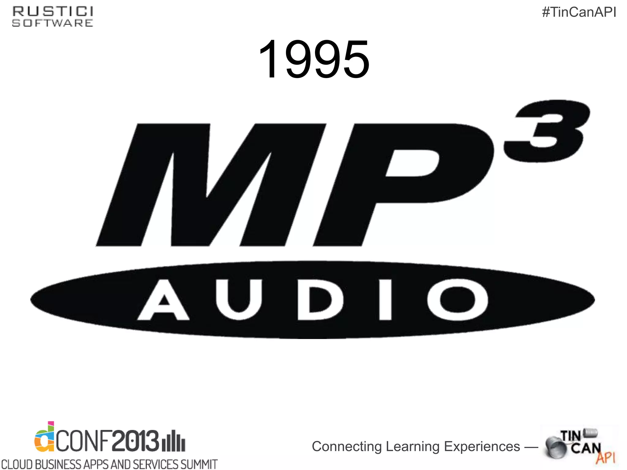 Connecting Learning Experiences —
#TinCanAPI
1995
 