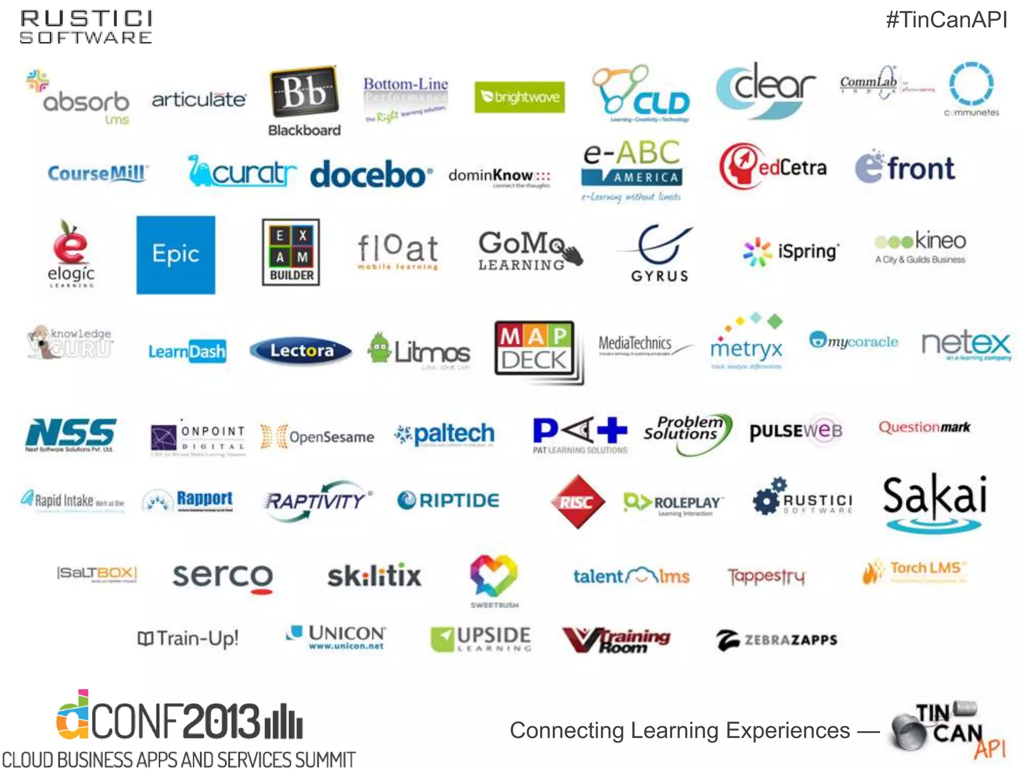 Connecting Learning Experiences —
#TinCanAPI
 