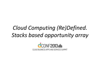 Cloud Computing (Re)Defined.
Stacks based opportunity array
 