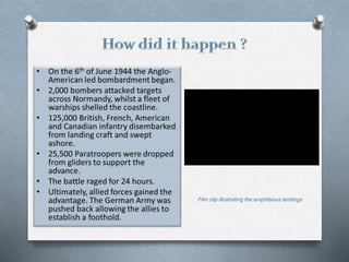 Film clip illustrating the amphibious landings
 