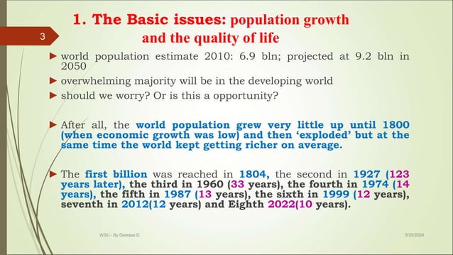 Population Growth and Economic Development | PPT