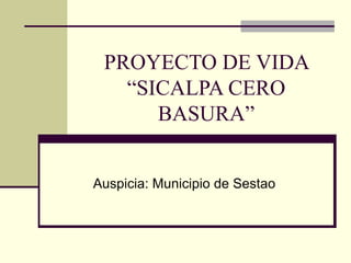 PROYECTO DE VIDA
   “SICALPA CERO
      BASURA”


Auspicia: Municipio de Sestao
 