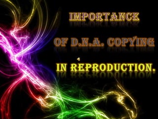 IMPORTANCE OF D.N.A. COPYING IN REPRODUCTION. 