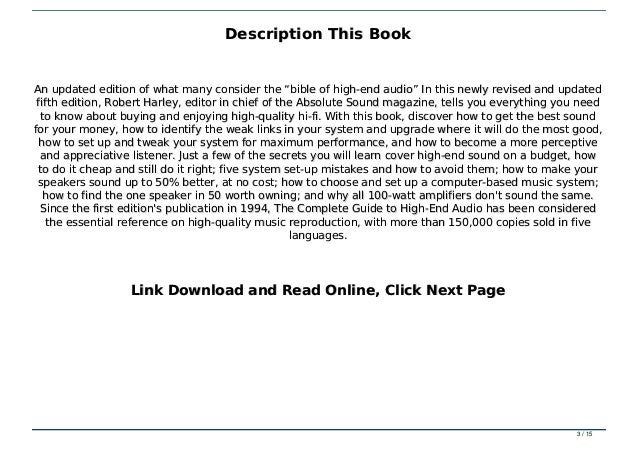 D O W N L O A D E Book The Complete Guide To High End Audio Txt Pdf