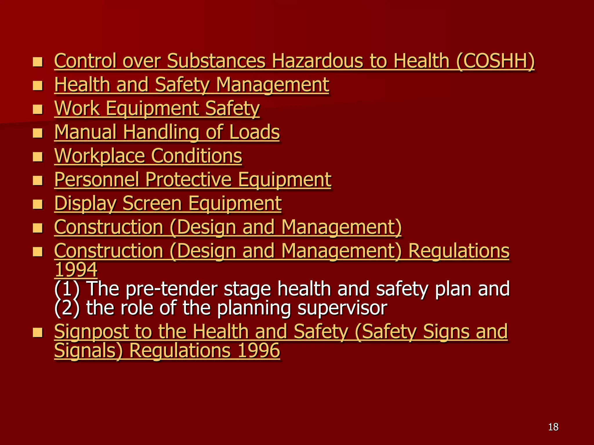 D Part 9 H & S Regs Revision By J Mc Cann
