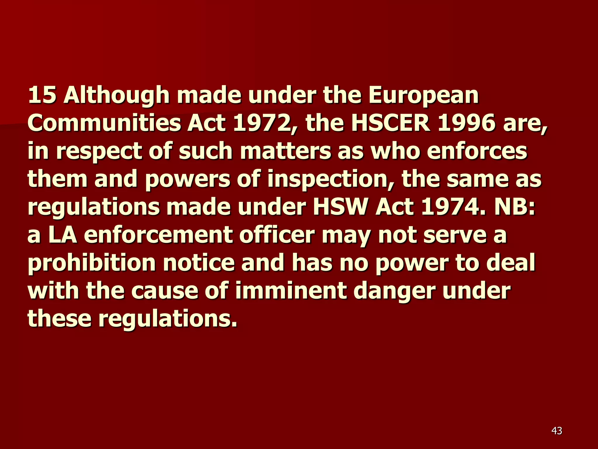 D Part 9 H & S Regs Revision By J Mc Cann