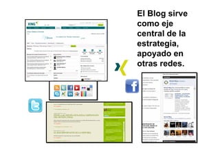 El Blog sirve
como eje
central de la
estrategia,
apoyado en
otras redes.
 