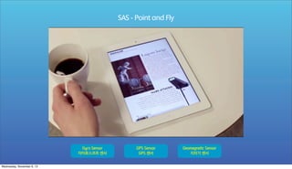 SAS - Point and Fly

Gyro Sensor

Wednesday, November 6, 13

GPS Sensor

Geomagnetic Sensor

 