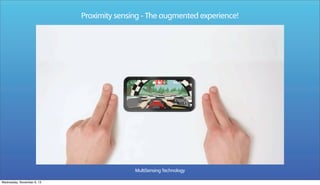 Proximity sensing - The augmented experience!

MultiSensing Technology
Wednesday, November 6, 13

 