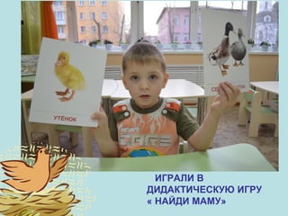 ИГРАЛИ В
ДИДАКТИЧЕСКУЮ ИГРУ
« НАЙДИ МАМУ»

 