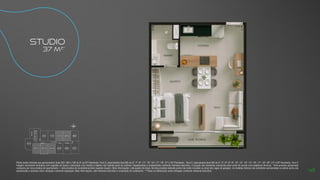 Planta studio referente aos apartamentos finais 02C, 09C e 10C do 4º ao 23º Pavimento, Torre C; Apartamento final 03C do 5º, 7º, 9º, 11º, 13º, 15º, 17º, 19º, 21º e 23º Pavimento, Torre C; Apartamento final 04C do 4º, 5º, 6º, 8º, 9º, 10º, 12º, 13º, 14º, 16º, 17º, 18º, 20º, 21º e 22º Pavimento, Torre C
Imagem meramente ilustrativa com sugestão de layout e decoração com móveis e objetos não fazendo parte do contrato. Equipamentos e acabamentos conforme memorial descritivo. A locação dos elementos estruturais pode variar de acordo com exigências técnicas. *Área privativa aproximada
composta por área privativa do apartamento + área privativa do escaninho/armário (quando houver). Mais informações, vide quadro de áreas. Na área privativa indicada acima não estão incluídas as áreas das vagas de garagem. As medidas internas dos ambientes apresentadas na planta acima são
aproximadas e poderão sofrer variações conforme legislação. Mais informações, vide memorial descritivo e convenção de condomínio. **Todos os diferenciais serão entregues conforme memorial descritivo.
Studio
37 m2*
N
L
O
S
01C
08C
02C 03C 04C 05C 06C 07C
09C
10C
11C
12C
ELEV.
SERV.
ELEV.
SOCIAL
ELEV.
SOCIAL
ESCADA
HALL SOCIAL
42
 