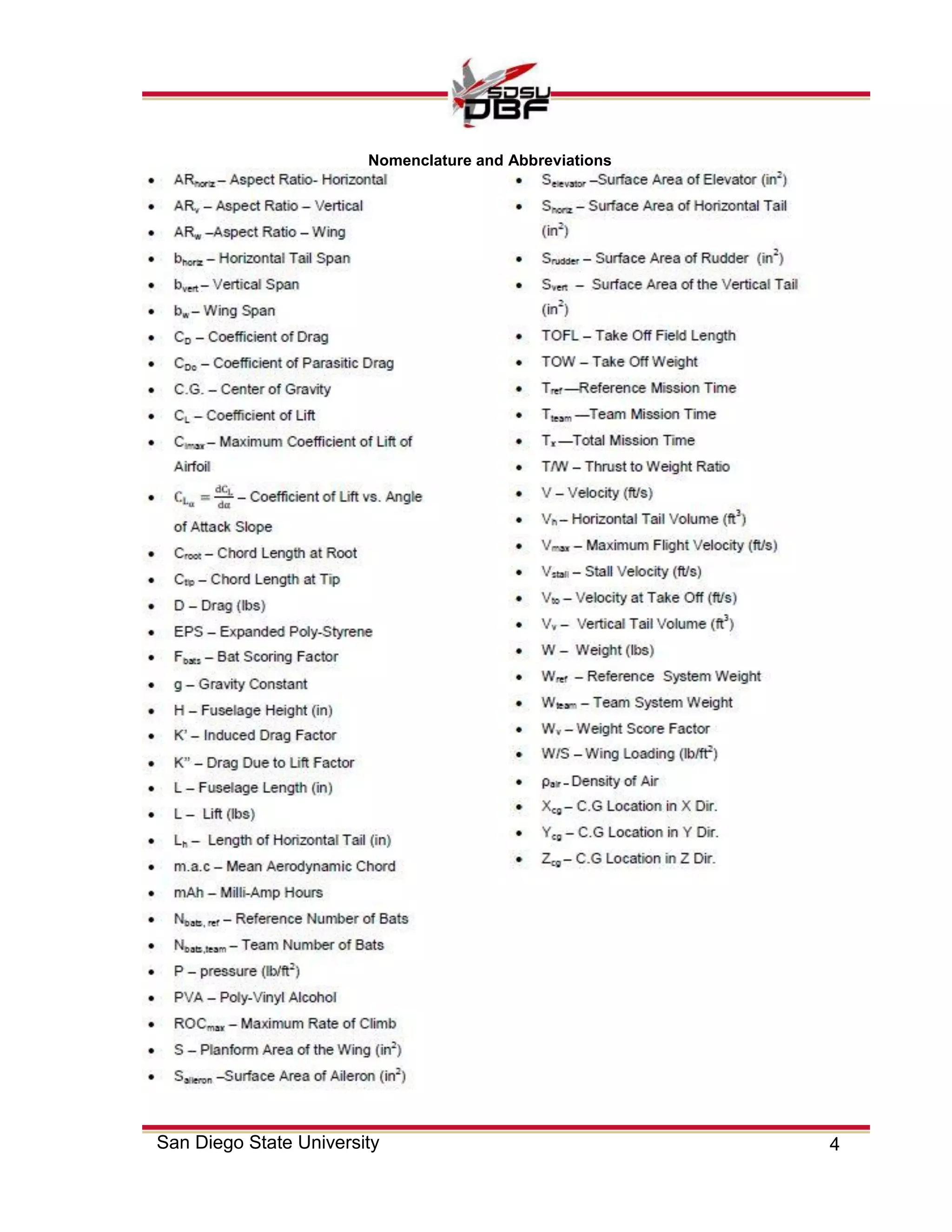 4San Diego State University
Nomenclature and Abbreviations
 