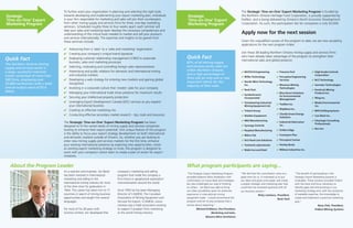 Strategic
‘One-on-One’ Export
Marketing Program
Strategic
‘One-on-One’ Export
Marketing Program
To further assist your organization in planning and selecting the right tools
towards developing and implementing your export marketing plan, individuals
in your firm responsible for marketing and sales will join their counterparts
from other mining supply and services firms for three, one-day marketing
seminars. Scheduled roughly three to four weeks apart, each seminar will
help your sales and marketing team develop the necessary competencies and
understanding of the critical tools needed to market and sell your products
and services internationally. The expertise and insights to be gained from
these seminars include:
4	Advancing from a ‘sales’ to a ‘sales and marketing’ organization
4	Creating your company’s unique brand signature
4	Deploying customer relationship management (CRM) to automate
business, sales and marketing processes
4	Selecting, motivating and controlling foreign sales representatives
4	Advertising and public relations for domestic and international mining
and industrial markets
4	Developing a web strategy for entering new markets and gaining global
recognition
4	Investing in a corporate culture that ‘creates’ sales for your company
4	Managing your international trade show presence for maximum results
4	Securing your intellectual property protection
4	Leveraging Export Development Canada (EDC) services as you expand
your international business
4	Creating an effective marketing mix
4	Conducting effective secondary market research – tips, tools and resources
The Strategic ‘One-on-One’ Export Marketing Program has been
designed to fit the varied needs of mining supply and services companies
looking to enhance their export potential. One unique feature of this program
is the ability to focus your export strategy development on both international
and domestic markets outside of Ontario. So, whether you are looking to
enter new mining supply and services markets for the first time, enhance
your existing international presence by exploring new opportunities, revisit
an existing export marketing strategy or more, this program is designed to
work with your company’s senior team to create a plan of action for export
initiatives.
As a scientist and engineer, Jon Baird
has been involved in international
marketing and selling to the
international mining industry for most
of the time since his graduation in
1964. This career has taken him to 71
countries in search of mining business
opportunities and taught him several
languages.
For most of his 28 years with
Scintrex Limited, Jon developed that
company’s marketing and selling
program that made the company a
first-choice in geophysical exploration
instrumentation around the world.
Since 1993 he has been Managing
Director of CAMESE, The Canadian
Association of Mining Equipment and
Services for Export, (CAMESE, www.
camese.org) a trade association existing
to support Canadian firms marketing
to the world mining industry.
Quick Fact
The Northern Ontario mining
supply and services sector is
a large, successful industrial
cluster comprised of more than
500 firms, employing over
23,000 northerners with a total
annual output value of $5.6
billion.
About the Program Leader
The Strategic ‘One-on-One’ Export Marketing Program is funded by
the Northern Ontario Heritage Fund Corporation, is proudly supported by
FedNor, and is being delivered by Ontario’s North Economic Development
Corporation. As such, the participation fee for companies is only $3,000.
Apply now for the next session
Given the unqualified success of the program to date, we are now accepting
applications for the next program intake.
Join these 38 leading Northern Ontario mining supply and services firms
who have already taken advantage of the program to strengthen their
international sales and global presence.
Quick Fact
63% of all mining supply
and services sector sales are
within Northern Ontario
and a high percentage of
firms rely on only one or two
important clients for the
majority of their sales.
“The Strategic Export Marketing Program
provided Maestro Mine Ventilation with
confirmation on many ideas and strategies
but also challenged our way of thinking
on others.  Jon Baird was able to bring
out other possibilities given his extensive
experience in international mining
equipment trade.  I would recommend the
program and Jon to any company that is
serious about exporting.”
Michael Gribbons, Vice President,
Marketing and Sales,
Maestro Mine Ventilation
“We feel that this consultation came at a
great time for us. It motivated us to put
our ideas and goals onto paper and create
a proper strategic and marketing plan that
could then be reviewed quarterly with all
our business owners.”
Ricky Lemieux, President,
Rock-Tech
“The benefit of participating in the
Strategic Export Marketing sessions is
invaluable. These sessions provided Trident
with the tools and focus necessary to
identify gaps and shortcomings in our
marketing strategy and, with the assistance
of available expertise, the knowledge to
create and implement a practical marketing
plan.”
Rene Fink, President,
Trident Mining Systems
What program participants are saying...
4 BESTECH Engineering
4 Miller Technology
4 Nordic Mine Technology
Inc.
4 Rock-Tech
4 Symboticware
Incorporated
4 Temiskaming Industrial
Mining Equipment Ltd.
4 Trident Group
4 Walden Equipment
4 BD Manufacturing
4 Synergy Controls
4 Rezplast Manufacturing
4 Mikro-Tek
4 HLS Hard-Line Solutions
4 Testmark Laboratories
4 Wabi Iron and Steel
4 Pneuma-Tool
4 Porcupine Engineering
Services
4 Mansour Mining
Technologies
4 Blue Heron Solutions
for Environmental
Management
4 TesMan Inc.
4 WipWare Inc.
4 Clarida Green Energy
Solutions
4 Industrial Fabrication
Inc.
4 Drillers Edge
4 Conveyors Plus
4 Porcupine Canvas
4 Henley Boats
4 Milman Industries Inc.
4 High Grade Controls
Corporation
4 NCS Technology
4 Jannatec Technologies
4 Hardrock Mining
Products Inc.
4 iRing Inc.
4 Media Environmental 	
Inc.
4 MPX Drilling Systems
4 Can-Blast Inc.
4 Clearlogic Consulting 		
Professionals
4 Nor-Arc
 