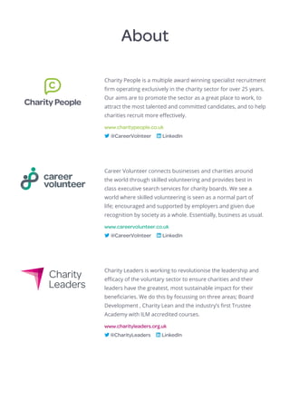About
Career Volunteer connects businesses and charities around
the world through skilled volunteering and provides best i...