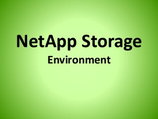 NetApp Storage
Environment
 