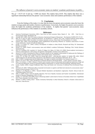 The influence of parents’ socio-economic status on students’ academic ...