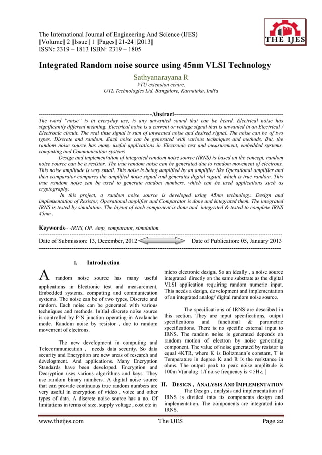 The International Journal of Engineering and Science (The IJES) | PDF