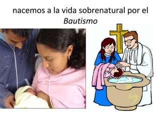 nacemos a la vida sobrenatural por el
             Bautismo
 