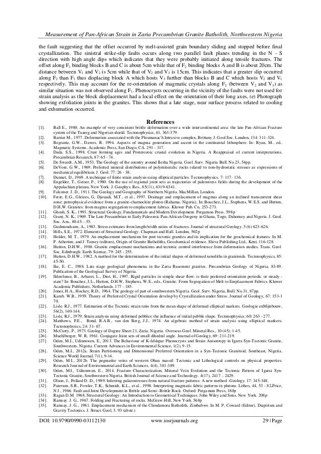 measurement of pan african strain in zaria precambrian granite bathol