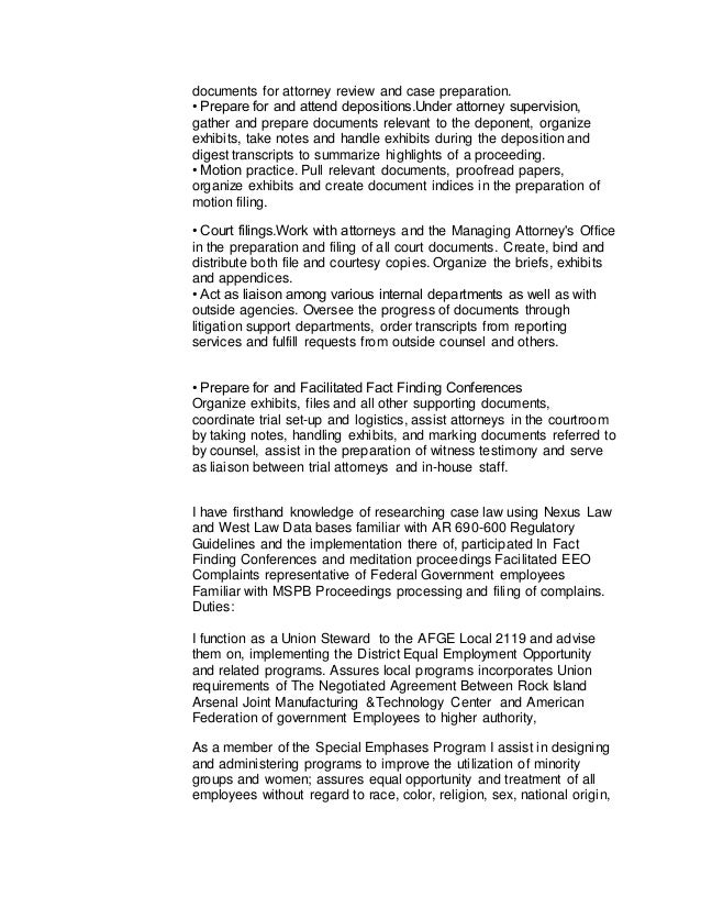 sample paralegal resumes