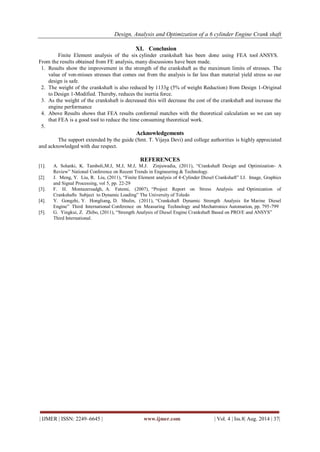 Design, Analysis and Optimization of a 6 cylinder Engine Crank shaft | PDF